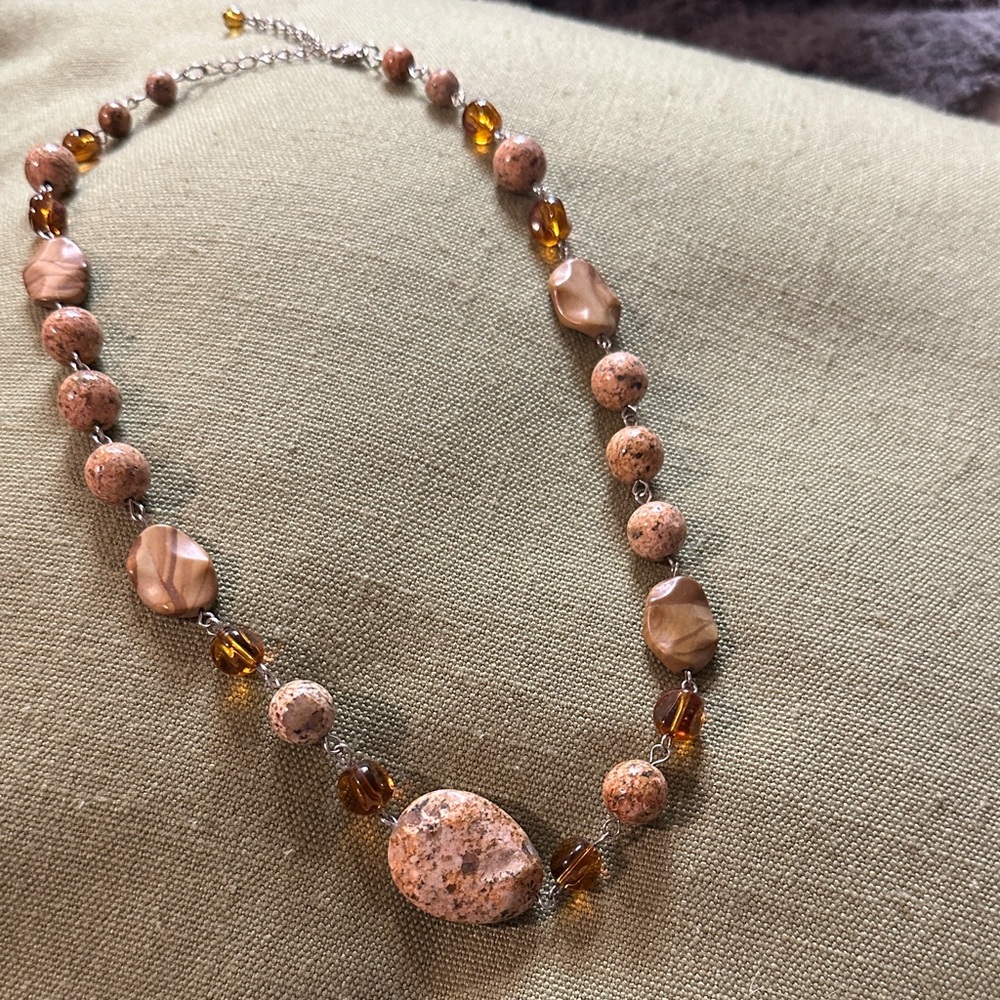 Elegant Beaded Necklace with Earthy Tones